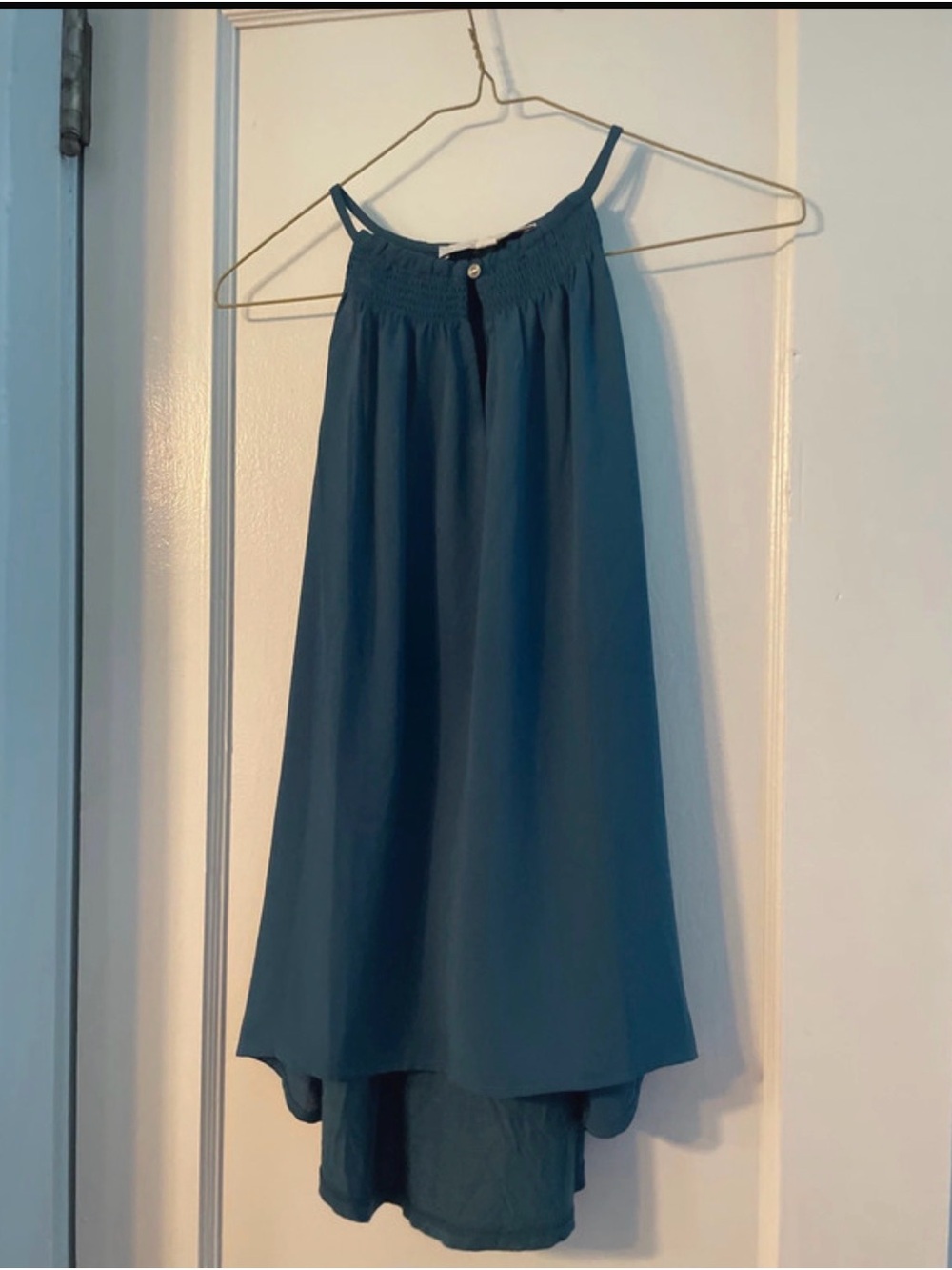 LOFT Teal Sleeveless High-Low Blouse